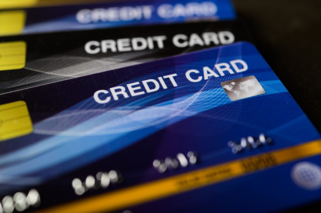 closeup of credit cards